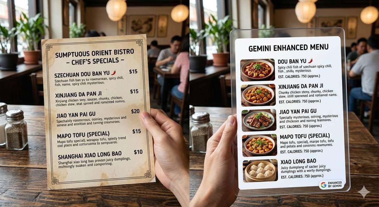 Mystery menu transformed into Gemini enhanced visual menu
